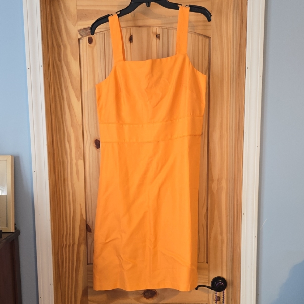 Ann Taylor Bright Orange Sleeveless Sheath Dress